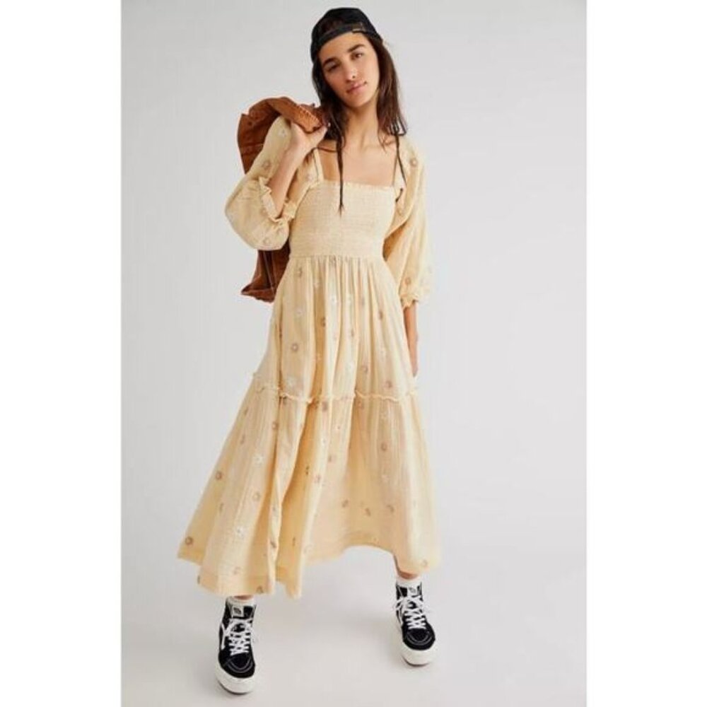 Free People Cream Floral Maxi Dress